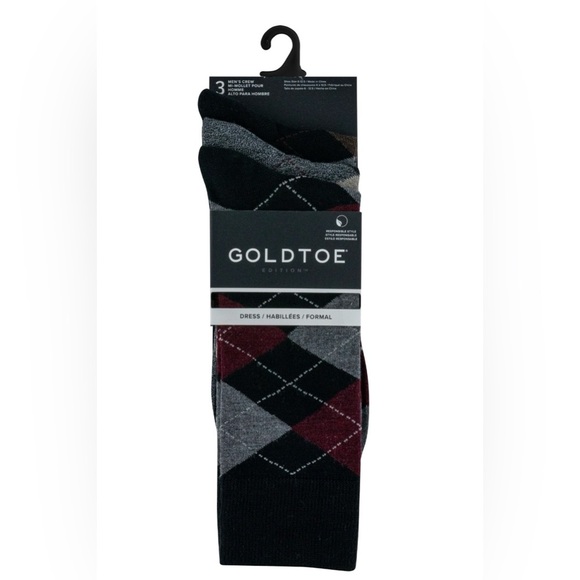 GoldToe Edition Mens Dress Argyle Crew Socks Assorted, 3 Pack - Picture 5 of 6